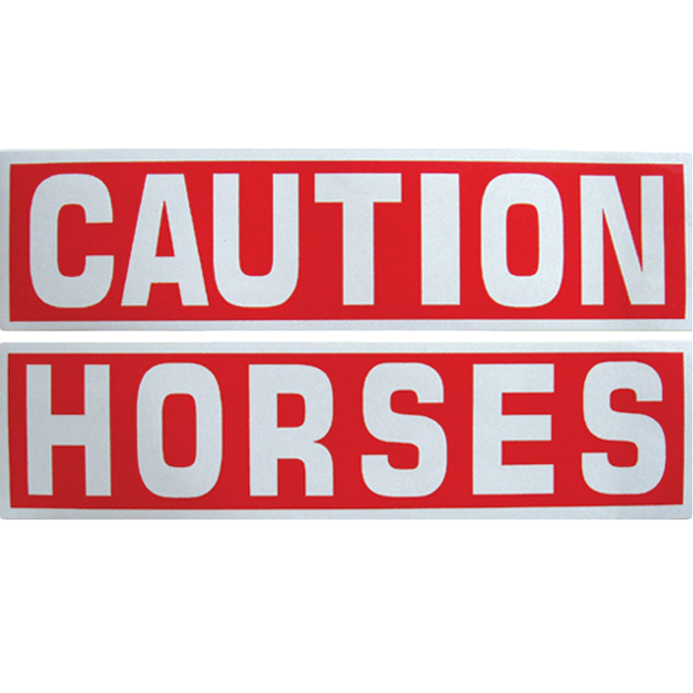 22CM SILVER CAUTION HORSES STICKER DECAL EQUINE TRAILER HORSEBOX HORSE PONY 