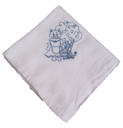 Embroidered Cat Flour Sack Dish Towel