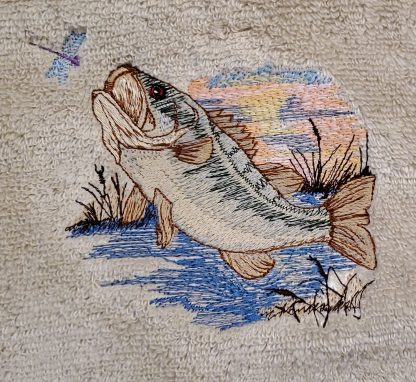 Large Mouth Bass Embroidered Bath Towels