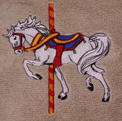 Carousel Horse Embroidered Bath Towels