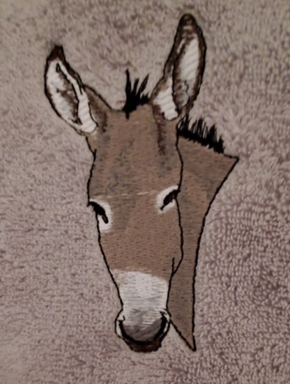Gray Donkey Head On Embroidered Bath Towels