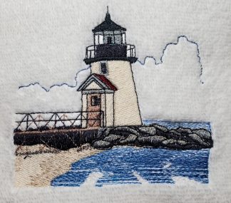 Brant Point Lighthouse Embroidered Bath Towels