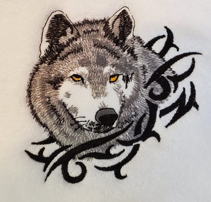 Gray Wolf Bath Towels Embroidered