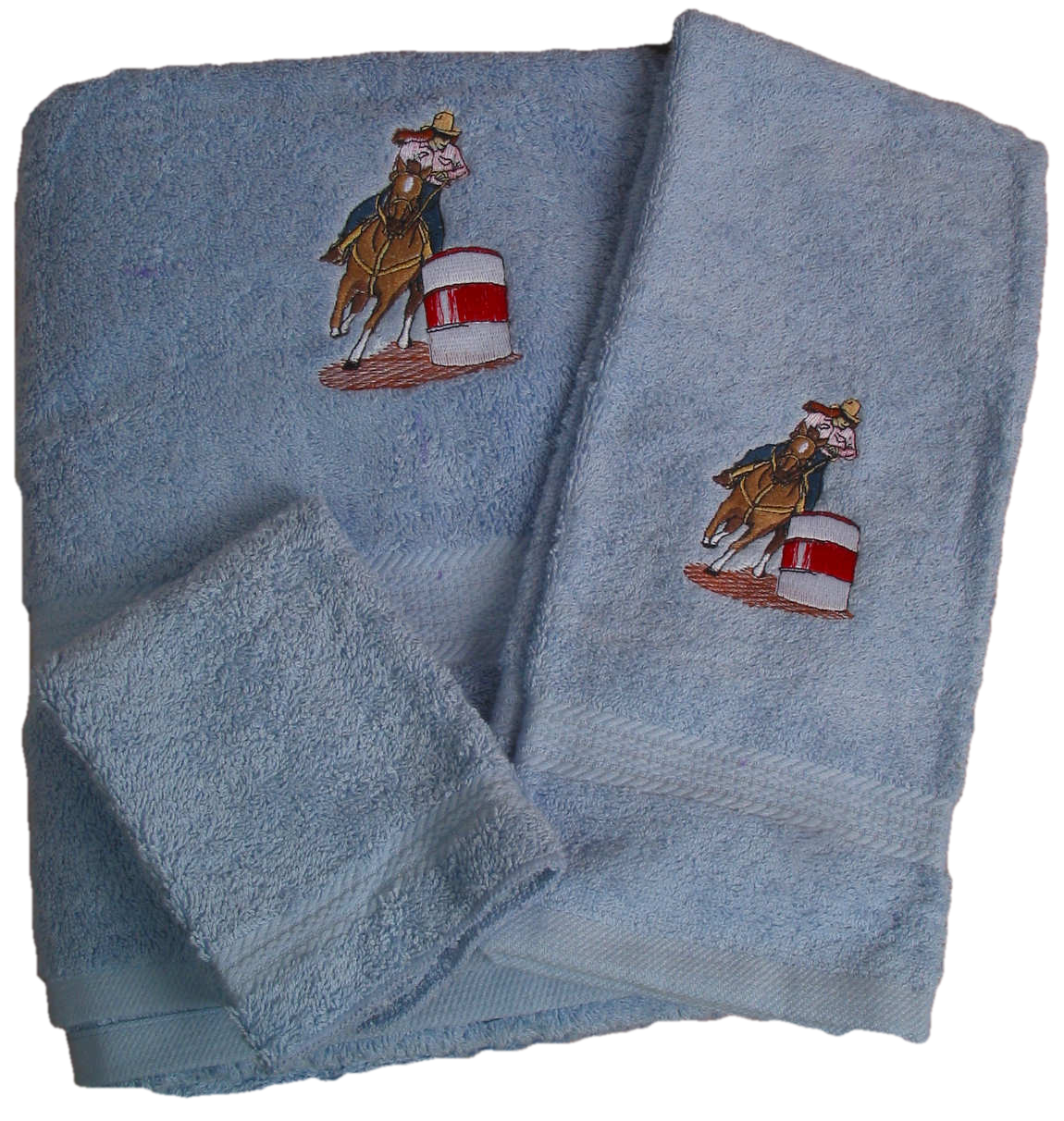 Female barrel racer horse bath towels