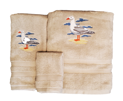 Seagull Embroidered Bath Towels
