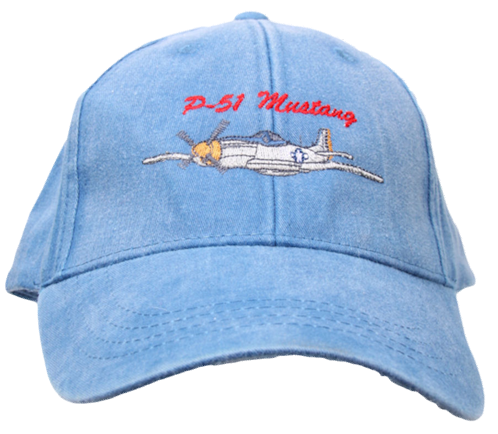 P-51 Mustang Airplane Embroidered Cap Horse, LLC Black - Big