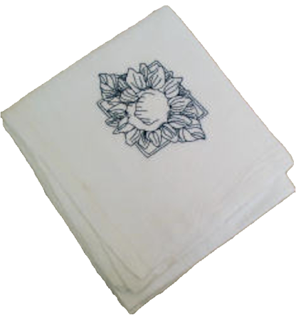 Embroidered Sunflower Flour Sack Dish Towel