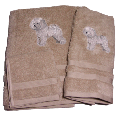 Bichon Frise Dog Embroidered Bath Towels - Wash, Hand, Bath