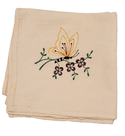 Butterfly and Flowers Flour Sack Dish Towel