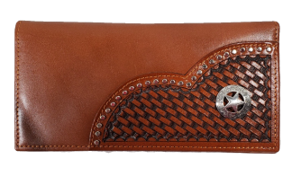 Long Leather Western Tooled Wallet and Credit Card Holder