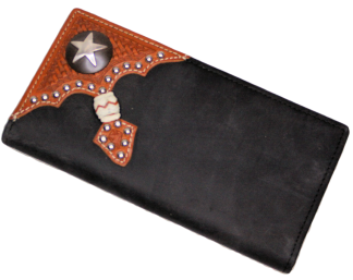 Long Black Leather Wallet – Star Concho