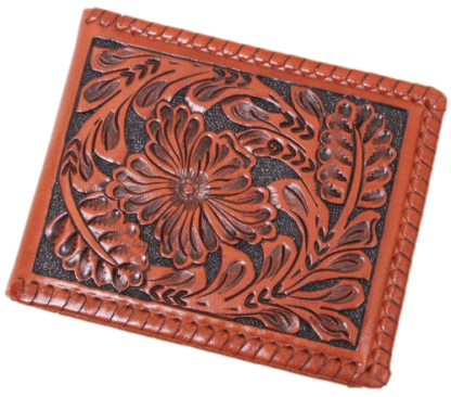 Brown Western Tooled Leather Bi-Fold Wallet