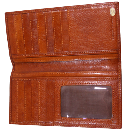 Long Brown Leather Wallet and Credit Card Holder