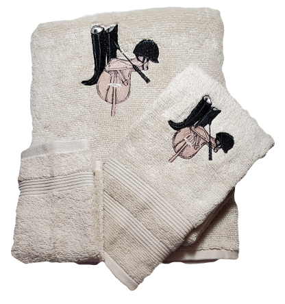 English Riding Tack Embroidered Bath Towels - Wash, Hand, Bath