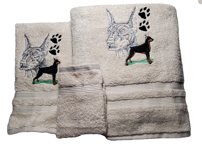 Doberman Pinscher Dog Embroidered Bath Towels