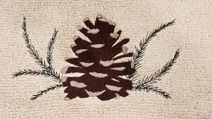 Pine Cone and Sprigs Embroidered Bath Towels - Wash, Hand, Bath