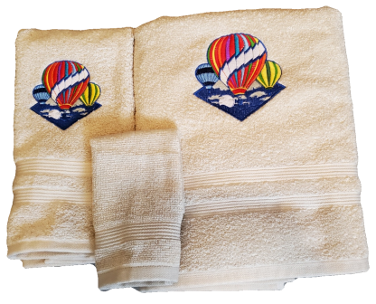 Colorful Hot Air Balloons Embroidered Bath Towels