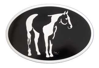 Euro Oval Decal Paint Horse on Black Background