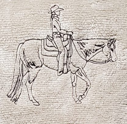 Western Pleasure Horse Outline Embroidered Bath Towels