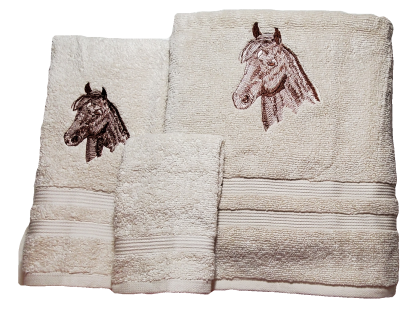 Morgan Horse Head Embroidered Bath Towels
