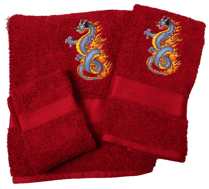 Blue dragon towel set