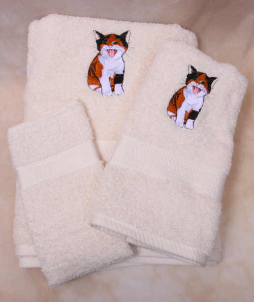 Calico Kitten Towel Set