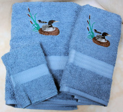 Medium Blue   Loon Towel Set