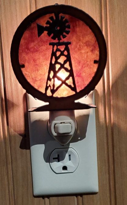 Rustic Metal Windmill Night Light
