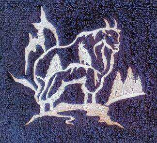 Outline Mountain Goat Embroidered Bath, Hand, Wash Towels