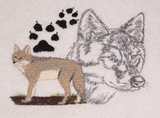 Coyote and Paw Print Embroidered Bath Towels