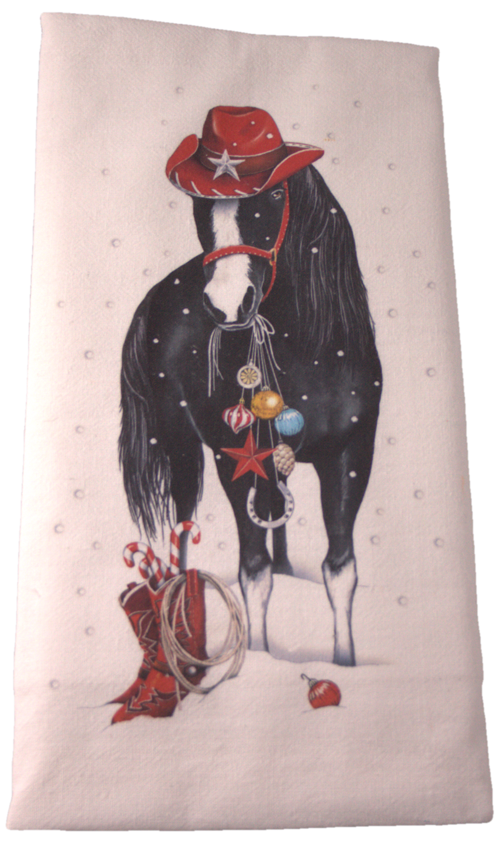Black Horse Christmas Dish Towel