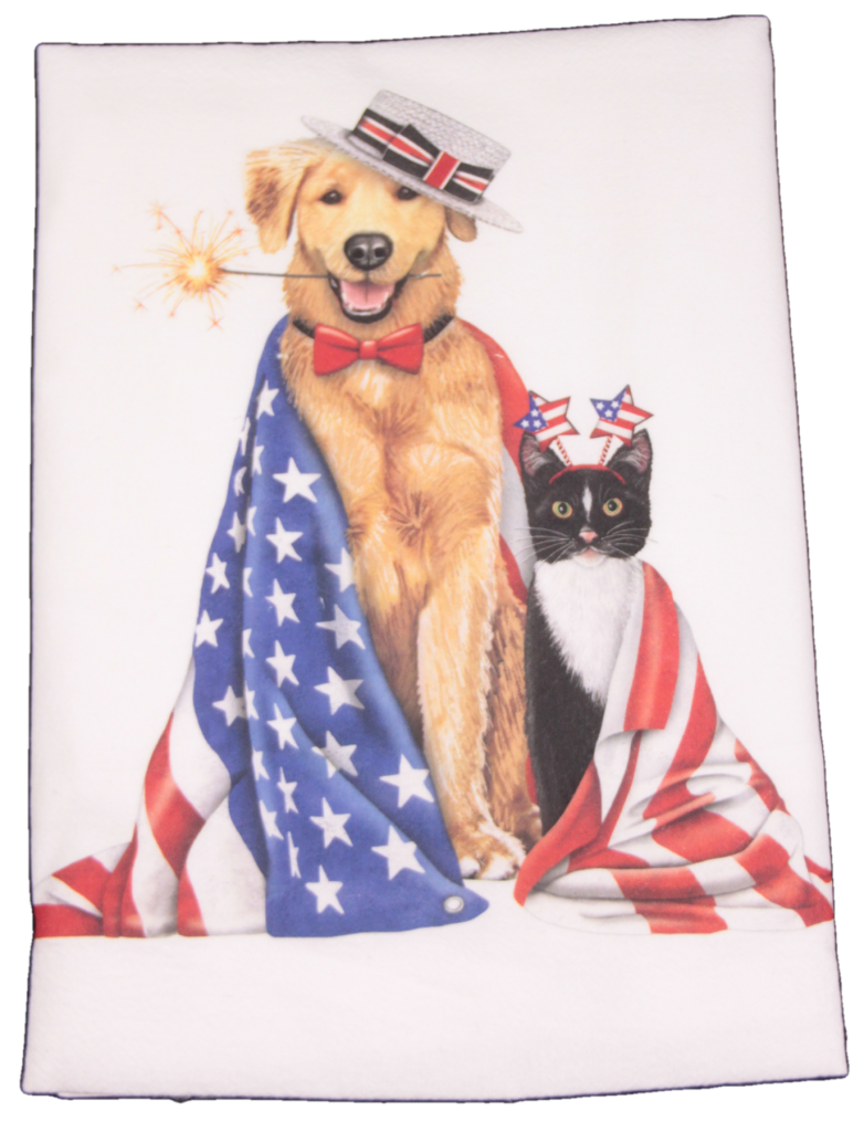 Dog Mary Lake Thompson Flour Sack Towel Red Camper cat,Flowers 