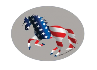 Euro Horse Oval Sticker: Full Color American Flag Horse