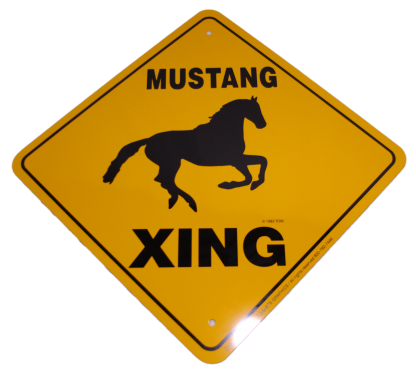 Mustang Yellow Xing Aluminum Sign