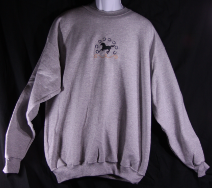 Custom Embroidered Horse and Horseshoes on Crew Neck Sweatshirt