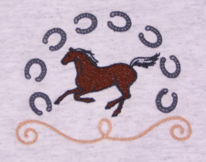 Custom Embroidered Horse and Horseshoes on Crew Neck Sweatshirt