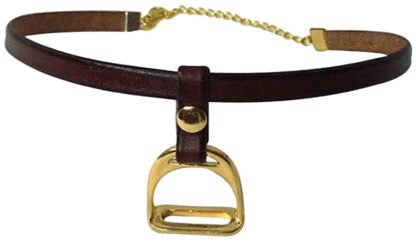 Exselle Gold Plate Stirrup On Leather Choker