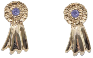 Exselle Horse Blue Ribbon Earrings - Platinum or Gold