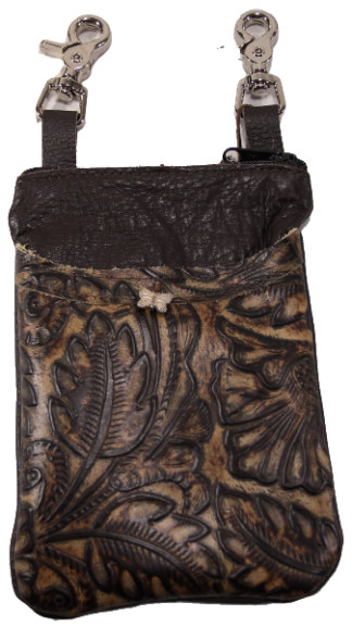 Hip Bag Company Floral Leaf Cowhide Cell Phone Shoulder Bag