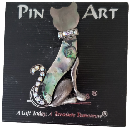 Pin Art Cat with Crystals Pin