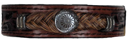 Leather Horse Hair Bracelet with Round Concho