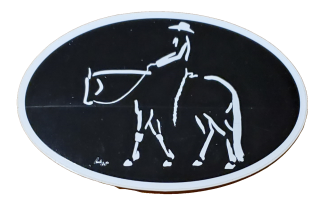 Euro Oval Decal Western Pleasure Horse on Black Background