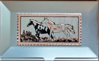 Galloping Horses Copper Accent Business Card Holder