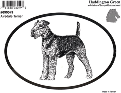 Haddington Green Airedale Terrier Dog Black/White Oval Decal