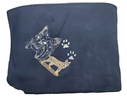 Bobcat with Paw Print Embroidered Fleece Throw - Various Colors