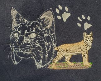 Bobcat with Paw Print Embroidered Fleece Throw - Various Colors