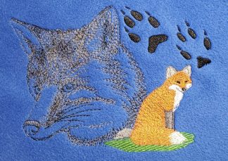 Red Fox with Paw Print Embroidered Fleece Throw - Various Colors